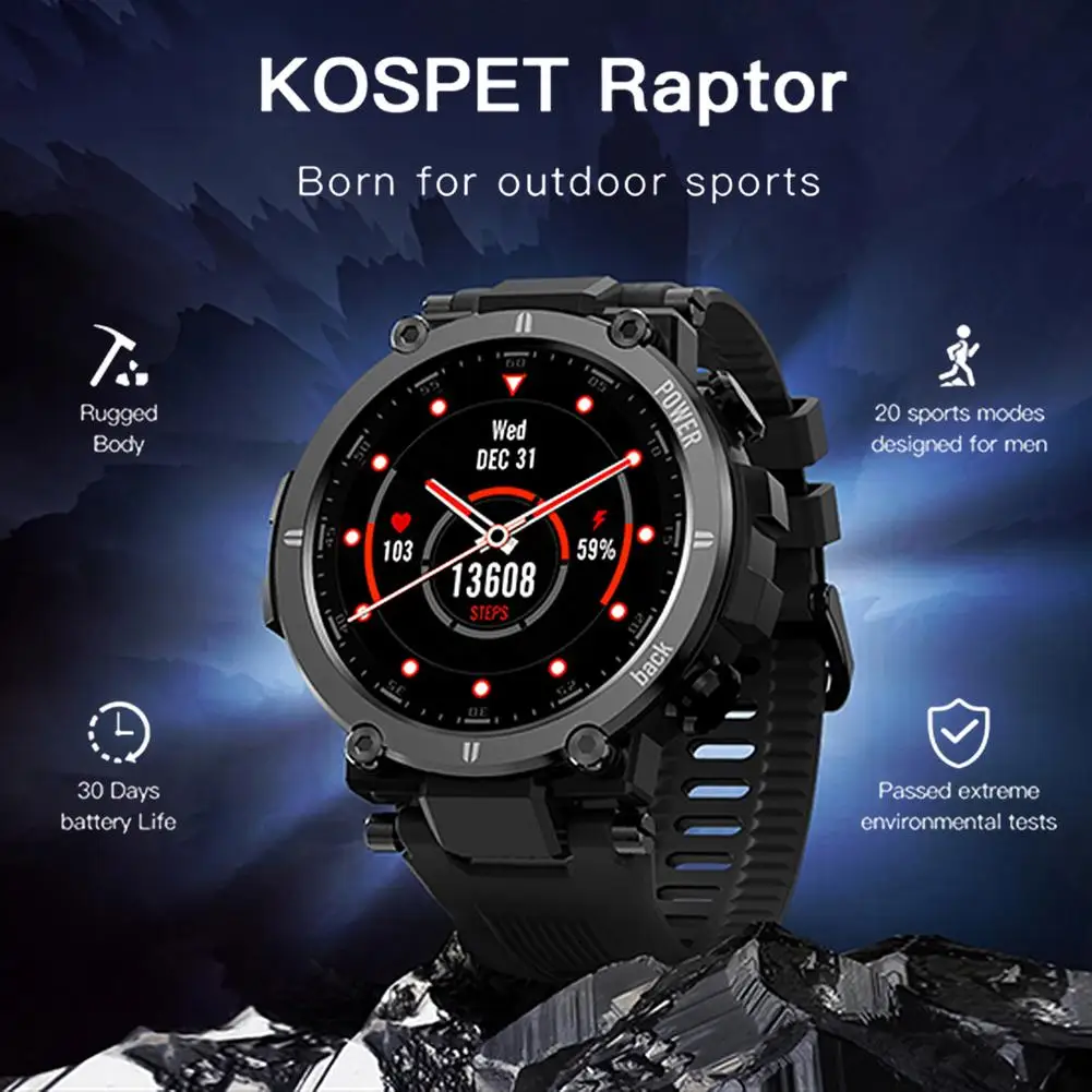 Смарт часы Kospet Raptor мужские IP68 пульсометр Bluetooth 4 0|Смарт-часы| |