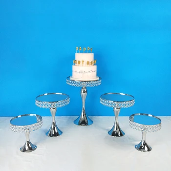 

MQMY Fondant Gold Crystal cake stand set Electroplating gold mirror face candy bar table decorating cupcake sweet table