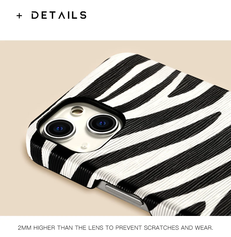 Zebra Grain Genuine Leather Phone Case for iPhone 13 Pro Max 12 Mini 11 12 Pro Max X XR XS Max 6 5s 6S 7 8 plus SE 2020 Cover iphone se waterproof case