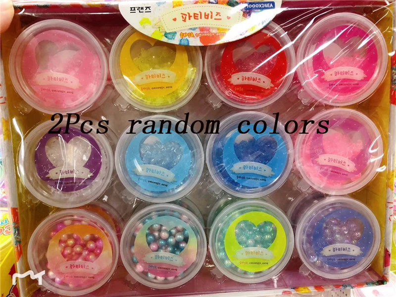 2Pcs Random Color Красочные шарики из бисера дополнение для слизи игрушка ремесло аквариум наполнитель для шармов ручная резинка DIY Декор аксессуары для детей принадлежности - Цвет: 2Pcs Random Color