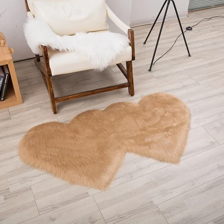 Carpet17 Двойное сердце, шерсть, искусственный мех, овчина, мохнатый ковер, для спальни, гостиной, Декор, розовый, синий, напольный коврик, мягкие мохнатые ковры - Цвет: Carpet17