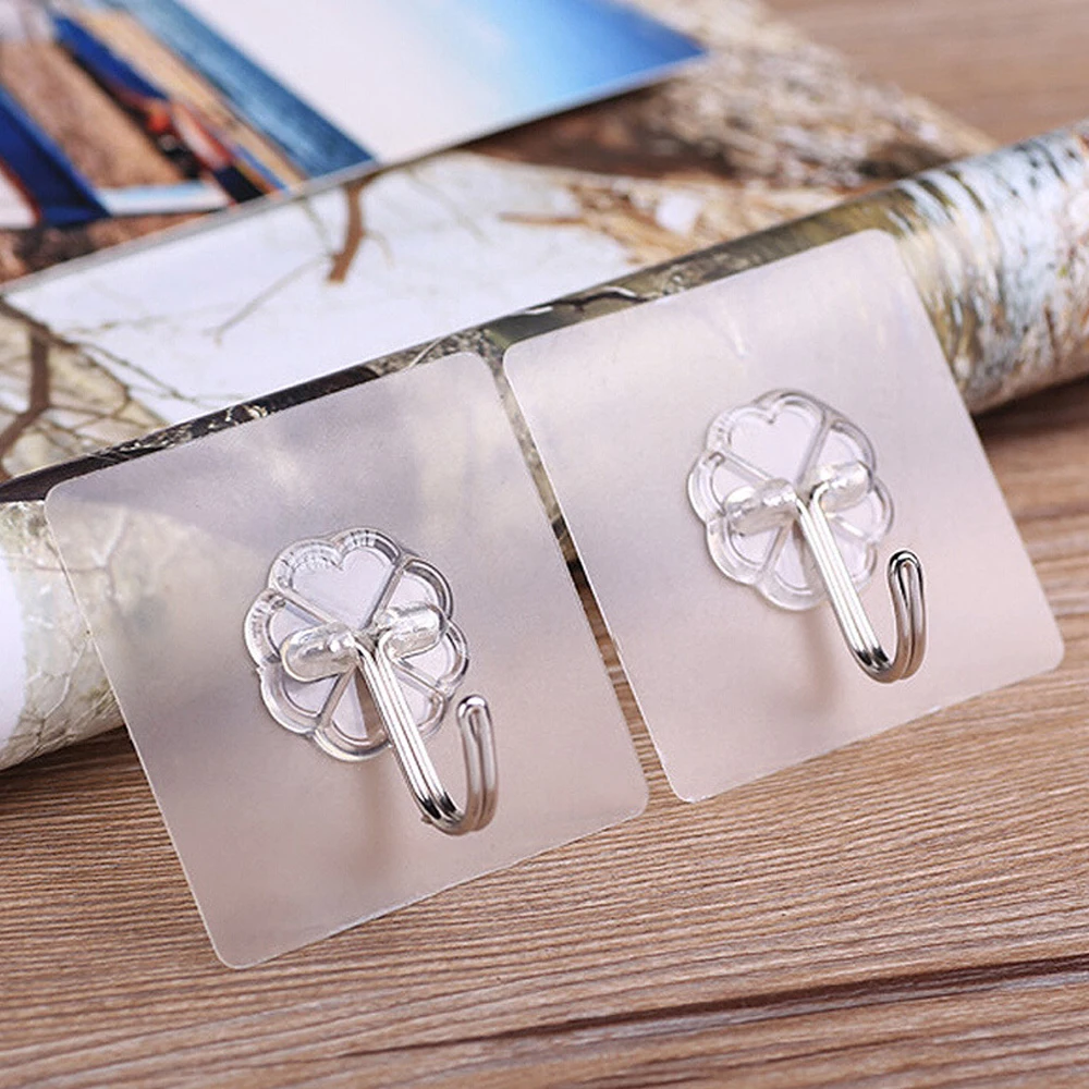 Wall Hooks Hangers Vacuum Sucker Window Iron Hook 5 PCS Flower Shape Durable Strong Economic PVC Accessories Bathroom Kitchen