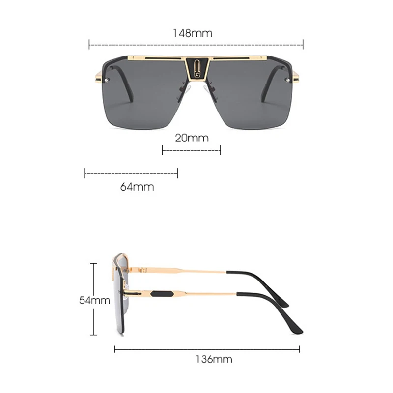 Gradient Square Sunglasses Men Women 2023 Trendy Vintage Brand