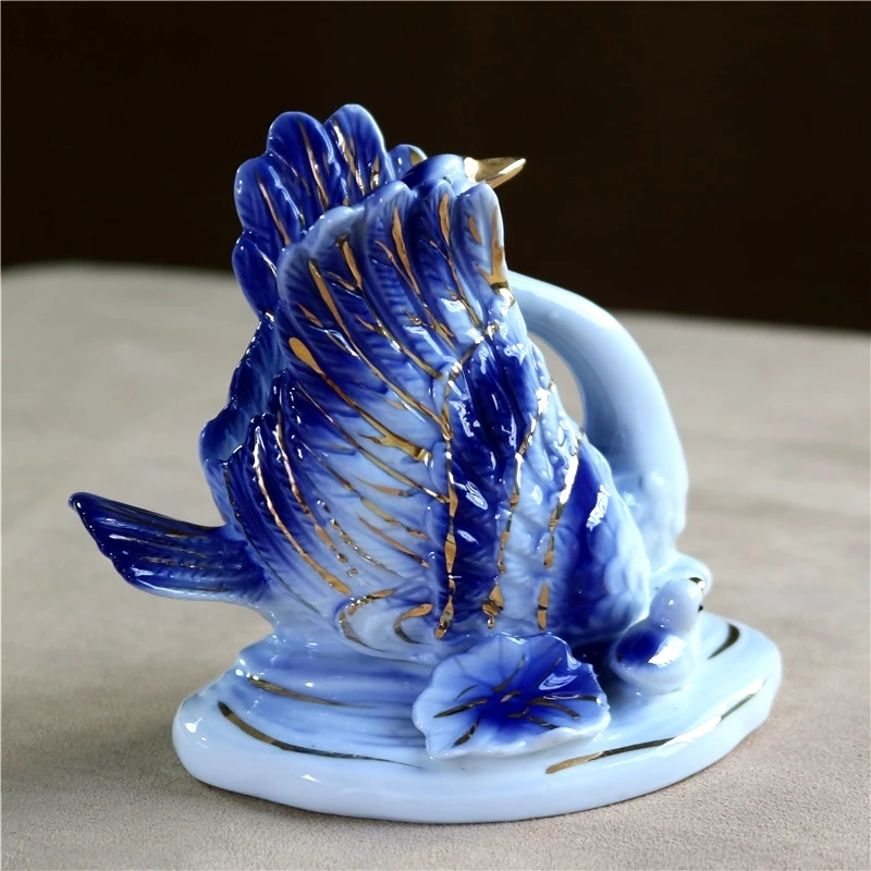 Красивая керамика Миниатюрный фарфоровый орнамент для матери и лебедя украшения