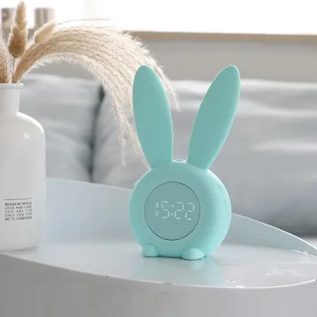

NEW Cute Rabbit Alarm Clock Creative Led Digital Snooze Cartoon Electronic Table Desktop Despertador Clock SWWQ