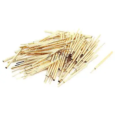 

100 Pcs R100-4W Metal 1.7mm Dia Testing Probe Pin Receptacles Gold Tone