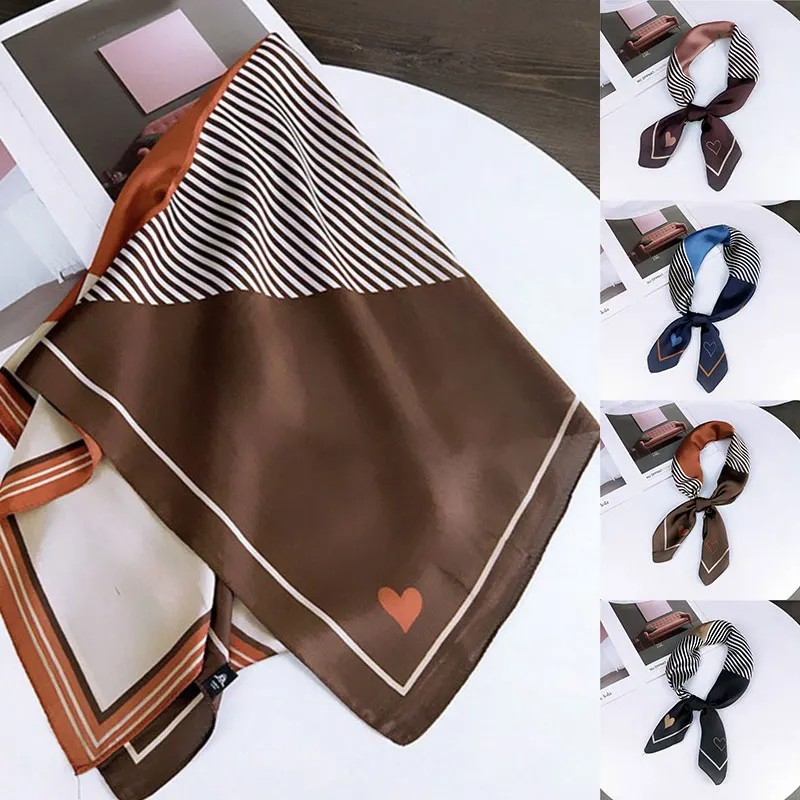 Милый квадратный шарф в полоску декоративный плиссированный платок для волос