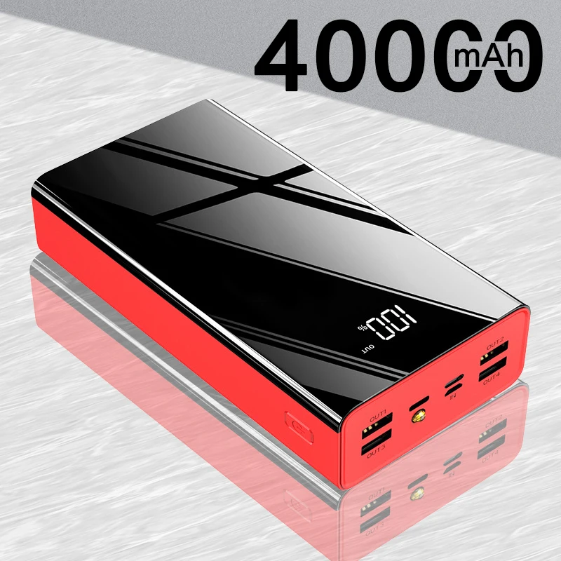 40000 мА/ч Мощность Bank Быстрая зарядка банк светодиодный Дисплей 4 портом Usb