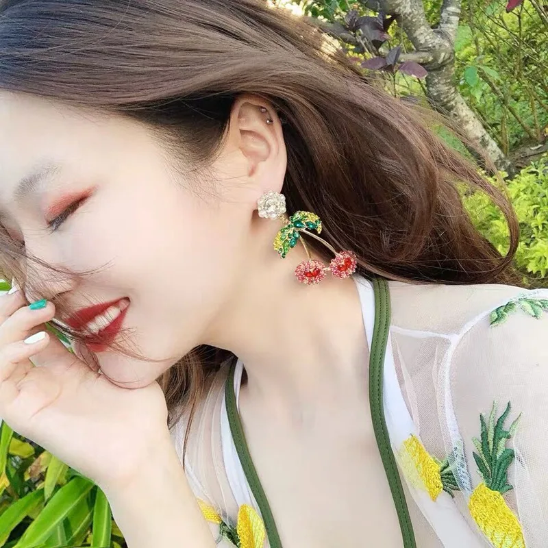 MENGJIQIAO новые корейские серьги-капли с кристаллами вишня для женщин студентов элегантные жемчужные праздничные серьги Mujer Moda ювелирные изделия