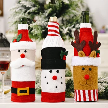 

2021 New Year Santa Claus Snowman Wine Bottle Dust Cover Xmas Gift Table Decor