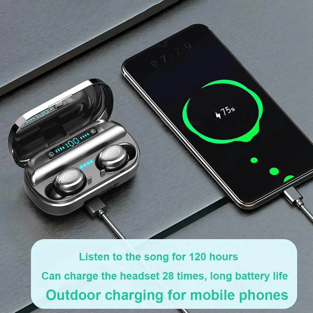 Sport Headset Bluetooth 5 0 Earbuds Stereo Headphones With Charging Case for Apple Samsung Huawei Stereo Wireless Earph