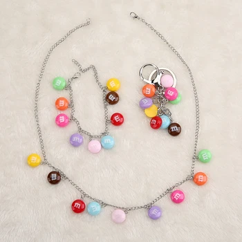 

1PC Cute Resin candy necklace Bracelet and keychain for children Birthday Gift Woman Jewelry