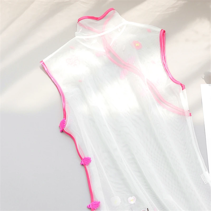 Китайский Cheongsam Babydoll сексуальное женское белье с цветочной вышивкой, однотонное прозрачное белье, сексуальные эротические костюмы, прозрачные