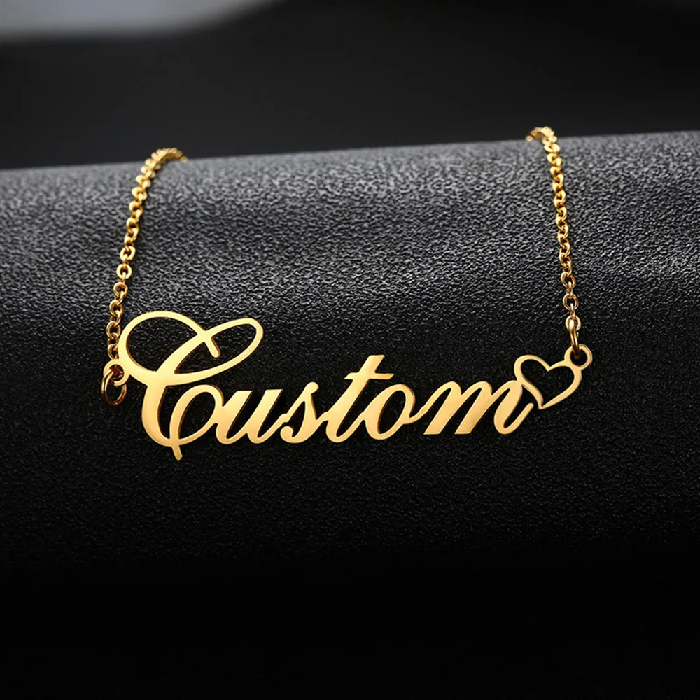 

Modyle Custom Nameplate Necklaces for Women Lady Glossy Stainless Steel Name Pendant Personalize Lover Valentine's Day Gift