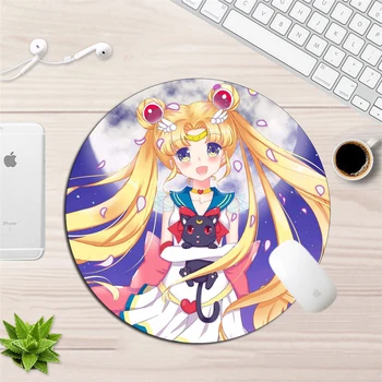 

Anime Round Mousepad Sailor Moon Cat Pattern Small Size Locking Edge Gaming Mouse pad Gamer Laptop Desk Mat Cute Keyboard pad