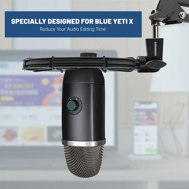 Blue Yeti Nano Shockmount, Lightweight Alloy Shock Mount Reduces Vibrations Shock Noise Matching Mic Boom Arm, Designed for Blue Yeti Nano Microphone