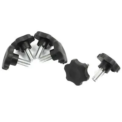 

6pcs Black Plastic 40mm Head Diameter Star Clamping Knobs Part M10 x 20mm