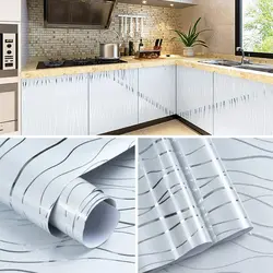 Silver Striped Vinyl Wallpaper Self Adhesive Removable Wall Sticker Waterproof Glitter Paper for Kitchen Cabinet Furniture Decor