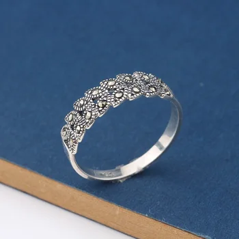 

Thai silver wholesale s925 pure silver han edition style restoring ancient ways joker grain ring for women