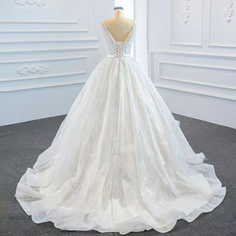 J67178 JANCEMBER White Applique Print Tassel Wedding Dress Bridal