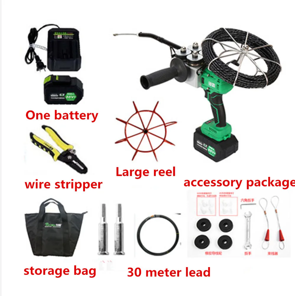 1 battery and reel Электрик Натяжной станок cxj 88vf полностью автоматическая настенная свинцовая проволока электрическая зарядка резьбы машина 40 м/мин - Цвет: 1 battery and reel
