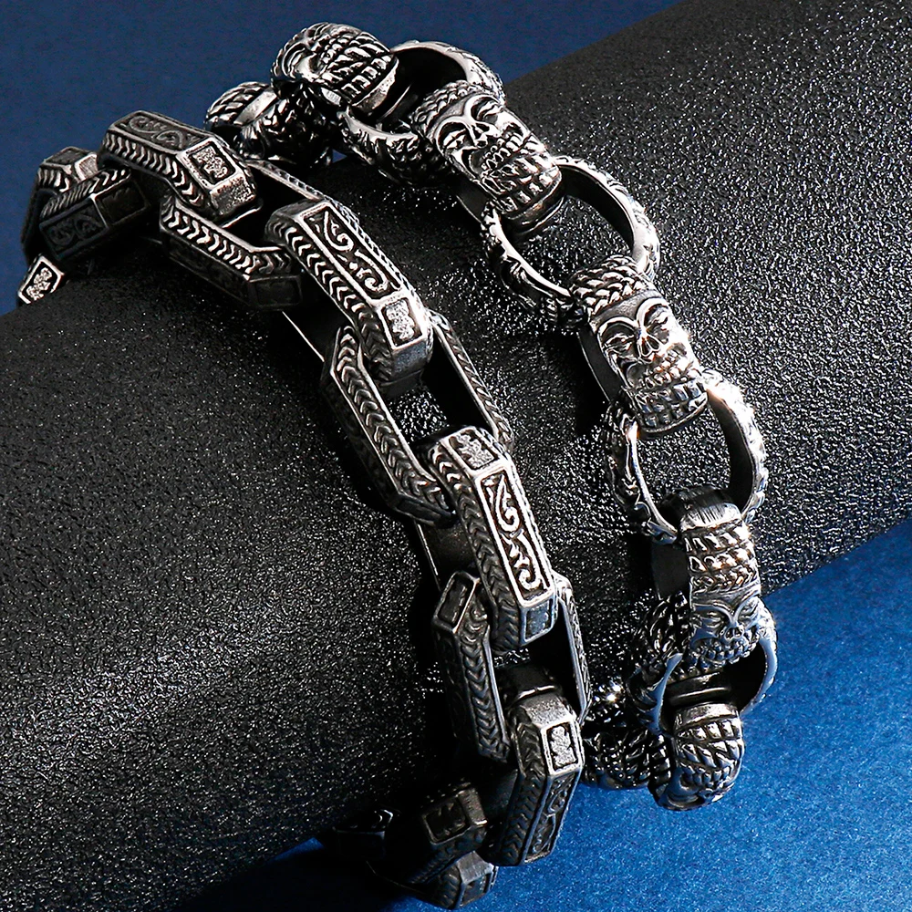 Религиозные Будды, звенья цепи, браслет для мужчин, Ретро стиль, твердые, нержавеющая сталь, мужские браслеты,, массивные мужские ювелирные изделия, аксессуары