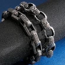 Религиозные Будды, звенья цепи, браслет для мужчин, Ретро стиль, твердые, нержавеющая сталь, мужские браслеты,, массивные мужские ювелирные изделия, аксессуары