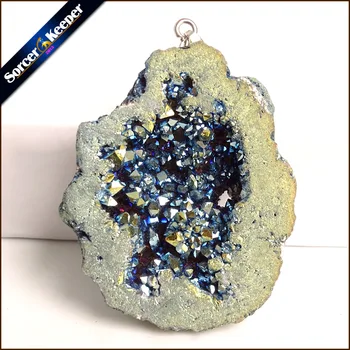

Irregular Natural Stone Pendulum Gold Plating Rainbow Crystal Druzy Pendants Sparkling Charms Necklace For Jewelry Making YS928