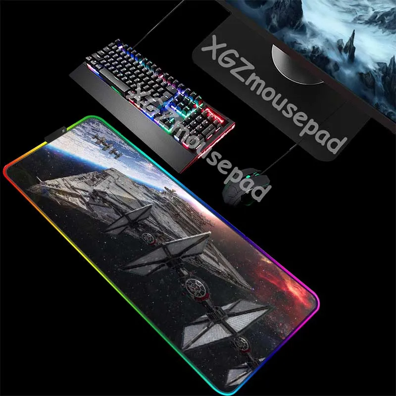 XGZ Star Wars Custom Large RGB Mouse Pad Black Lock Edge Computer Keyboard Office Table Mat Rubber