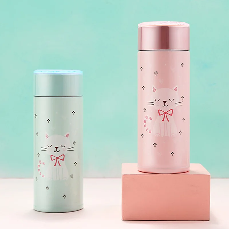 

Fashion Cartoon Quicksand Cover Cat Insulated Cup Men And Women Cute Mini Korean-style Hipster Portable Bottle Students Glass