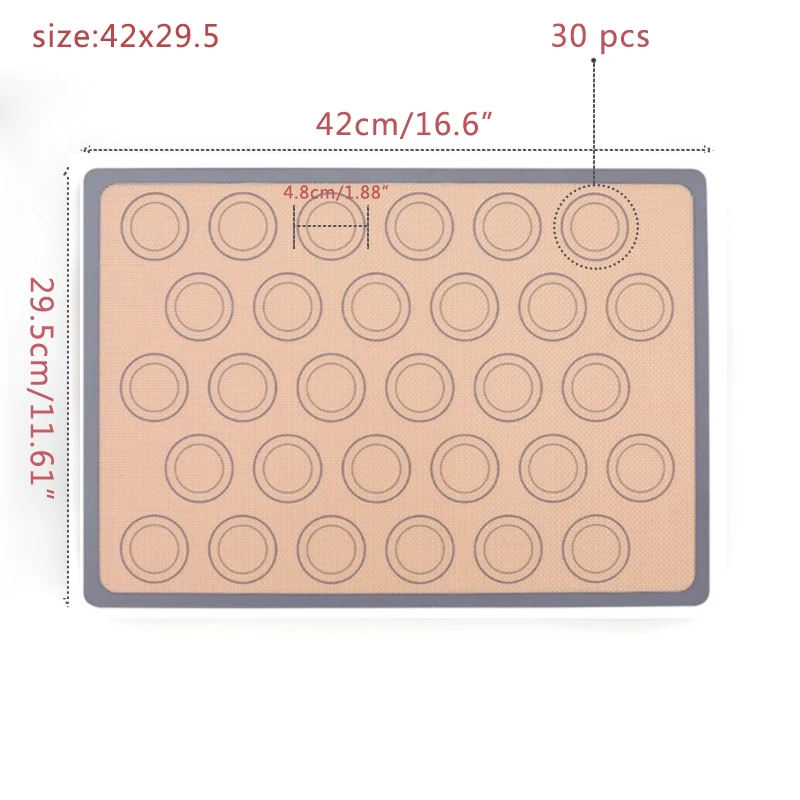 Силиконовый прорезатель для ребенка коврик для выпечки Макарон высокотемпературный устойчивый антипригарный коврик для выпечки утолщенный стекловолокно приспособления для выпечки - Цвет: 02 42x29.5cm gray