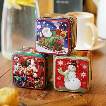 

12PCS Christmas Small Square Candy Box Tin Packaging Gift Box For Candy Baking Table Decorations