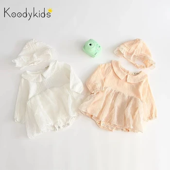 

Koodykids 2020 Spring Baby Girl Dress Romper Cotton Lace Pince White Dress Baby Girl Dress Romper Hat Clothes Toddlers Clothes