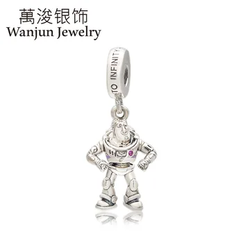 

Wanjun Jewelry 925 Fine Silver Bracelet Charms Toy Story Buzz Lightyear DIY Hanging Brackets