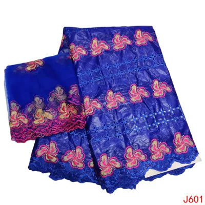 YF HZGJMY Королевский синий африканский ткань 7 ярдов вышивка Базен Riche Getzner с 2 ярдов французского кружева HA601 - Цвет: As Picture