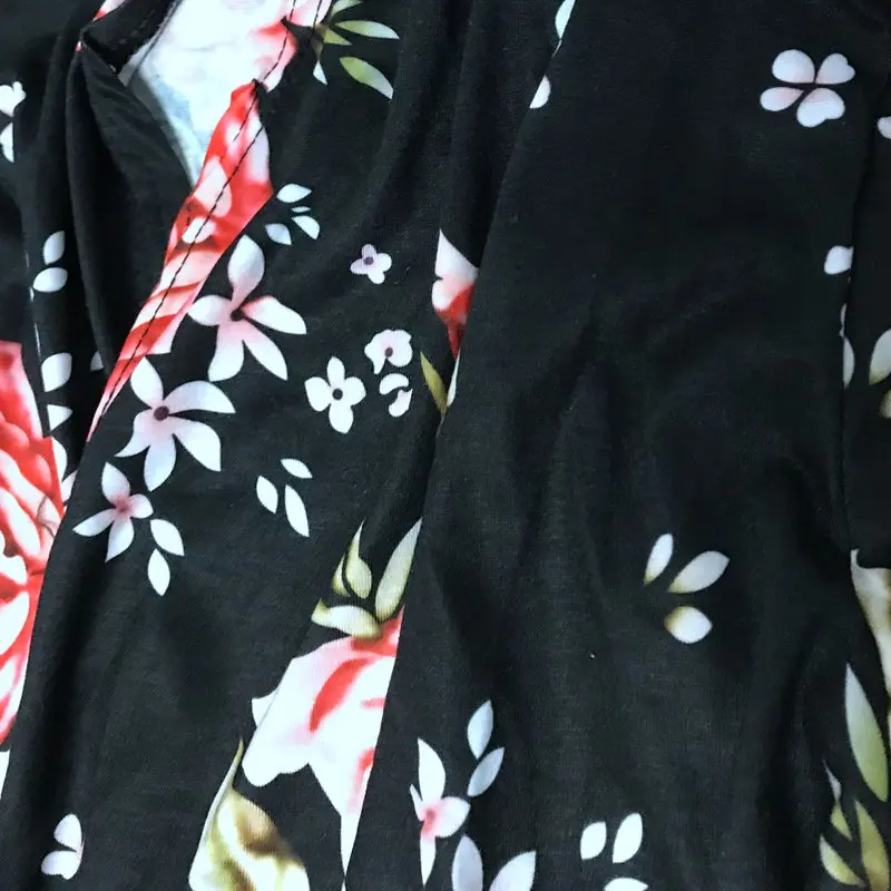 Женская мода цветочный принт с длинным рукавом Boho асимметричный подол кардиган, вязаный жакет для дам негабаритных Femme
