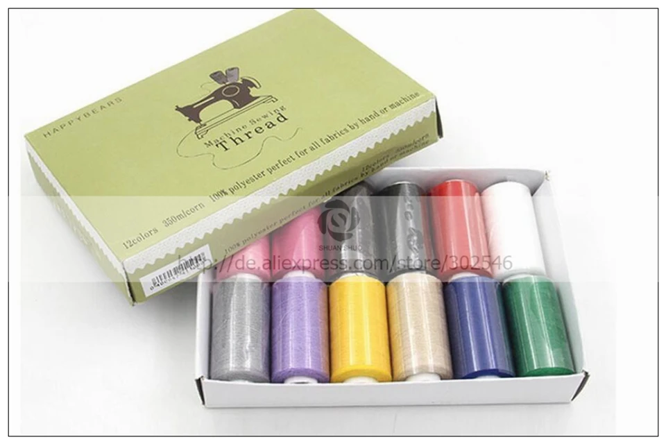 Shuanshuo 12pcs/box 350M/Roll Sewing Machine thread, Hand stiching,Sew thread,Pachwrok work Cotton Thread,DIY Sewing tools
