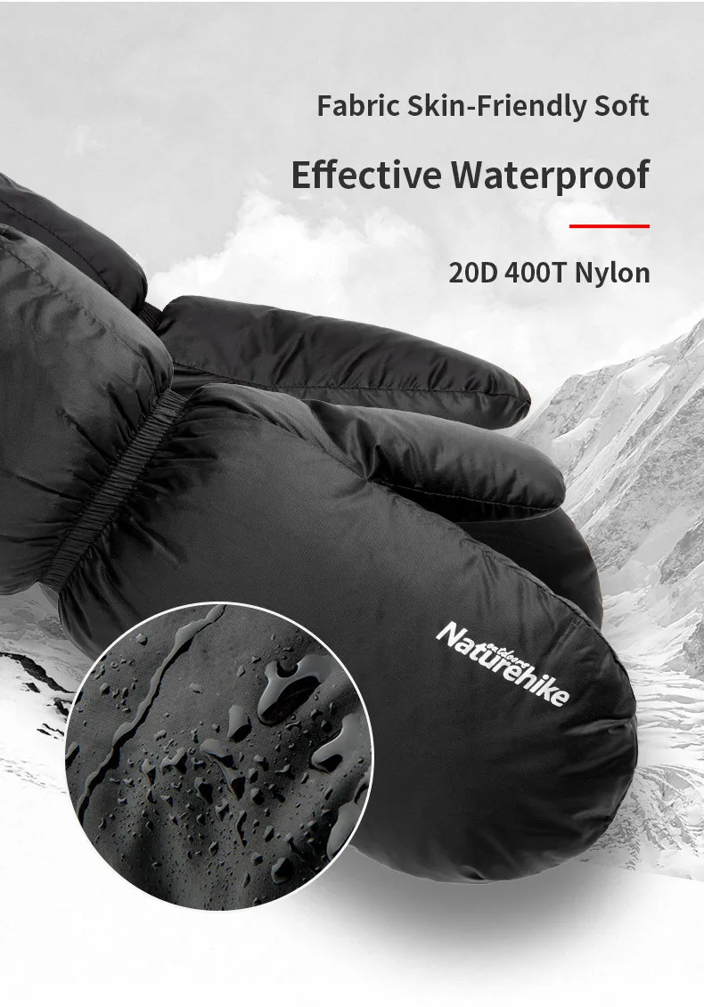 Naturehike новые уличные теплые изоляционные перчатки из гусиного пуха сверхлегкие 50 г походные перчатки для катания на коньках водонепроницаемые перчатки