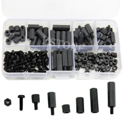 160Pcs M3 Nylon Black M-F Hex Spacers Screw Nut Assortment Kit Stand off Set Y5JA