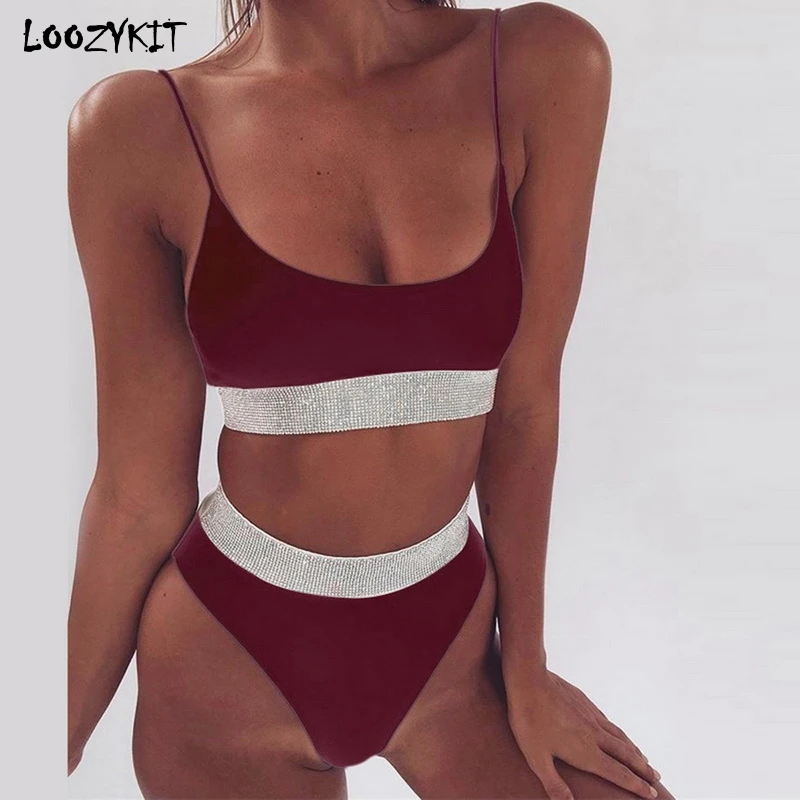 LOOZYKIT 2019 женский сексуальный бикини комплект из двух частей купальник с высокой