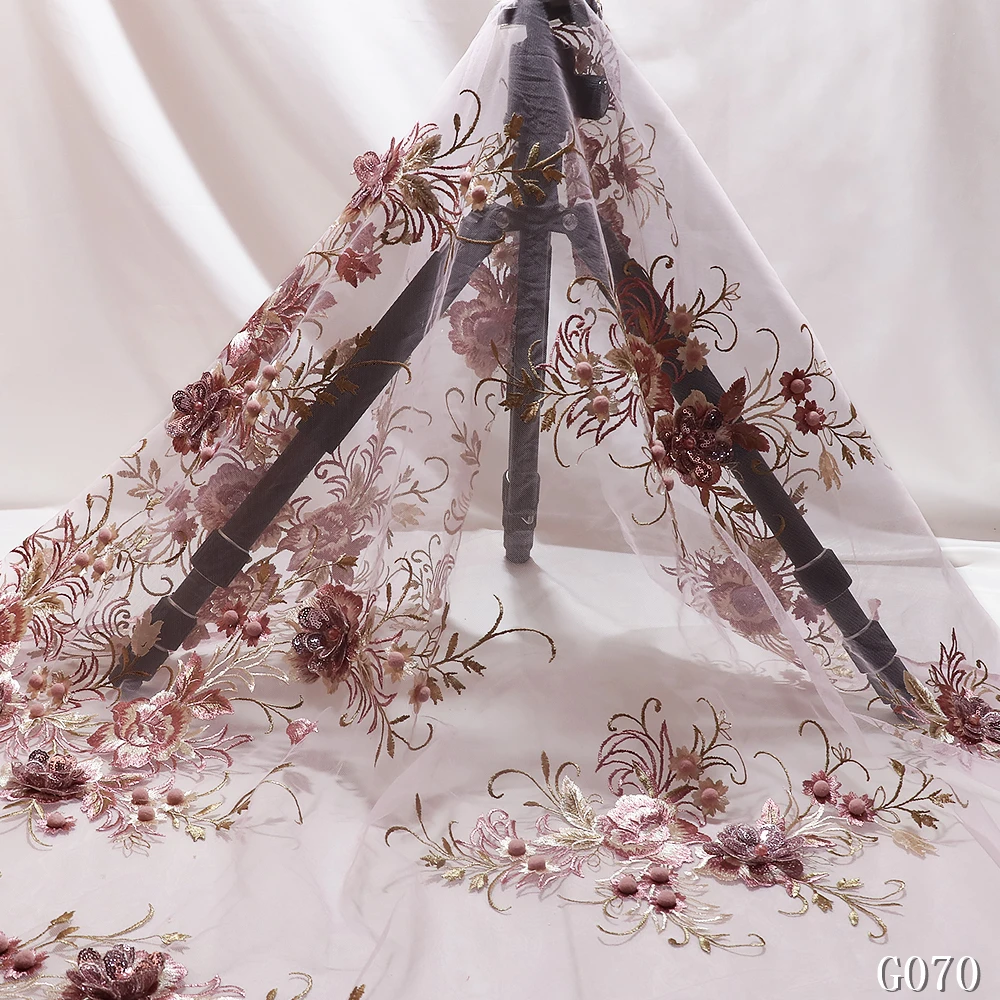 HFX новейшая африканская кружевная ткань вышитое кружево в нигерийском стиле ткань для невесты высокое качество Французский Тюль 3D цветы кружевная ткань G070
