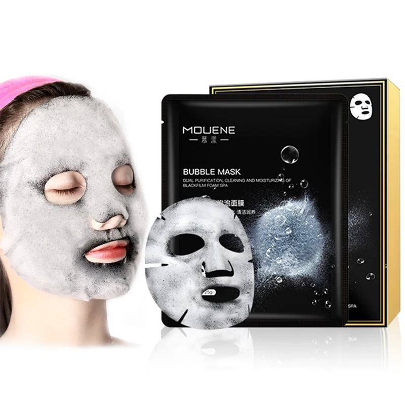 

Binchotan Sea Salt Amino Acid Bubble Mask Professional For Face Nourishing Pore Cleansing Skin Brightening Facial SPA Mask 5pcs