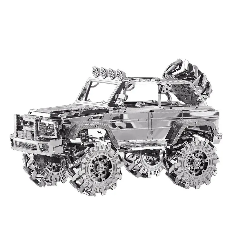 Металлические 3D игрушки-головоломки DIY серии дорожного движения строительные наборы F1 гоночный автомобиль, мотоцикл, грузовик, модель корабля, пазлы для взрослых - Цвет: SUV Off-road Vehicle