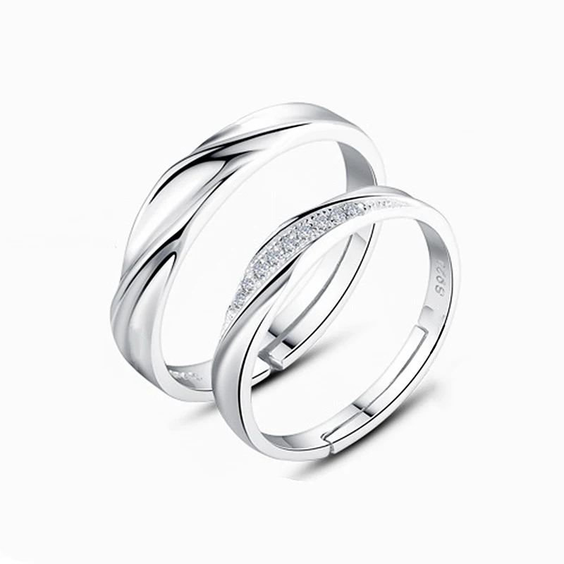 2pcs Girls Boys Set Hot New Crystal Silvery Women Engagement Rings Graceful Ring Size Adjustable | Украшения и аксессуары