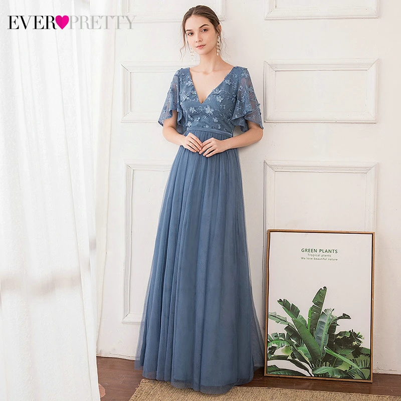 dusty blue prom dress