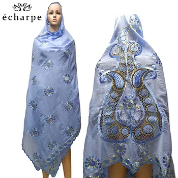

High Quality Cotton Scarf African Muslim Women Scarf embroidery design on the back fashionable new scarf for shawls EC044