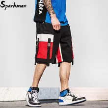 Летние хип-хоп Карго короткие уличные Харадзюку пляжные шорты мужские хип-хоп короткие спортивные брюки Мульти Карманы Хлопок хипстер лента