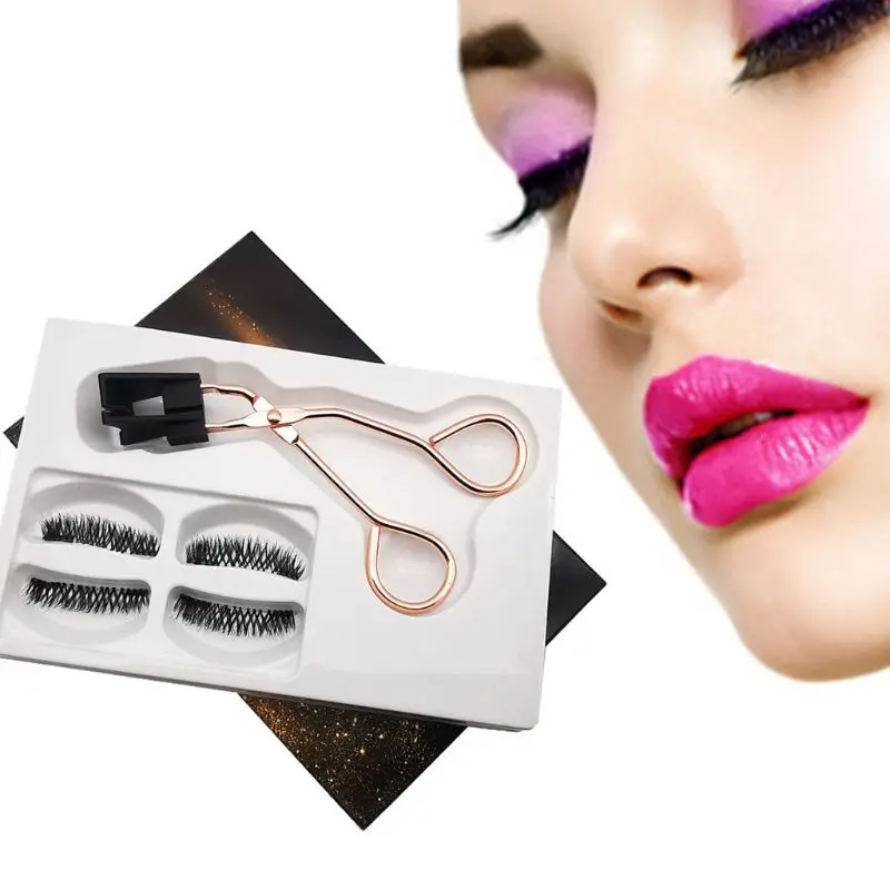 

Quantum Magnetic Lashes Clip with 3D Reusable False Eyelashes Set No Glue Lash Extensions Applicator Curler Tool