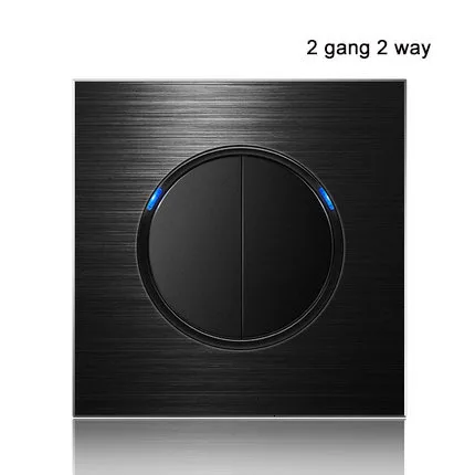 2gang 2way 86 Тип 3 банда 2 способ Черный алюминиевый сплав панель переключатель гнездо пять отверстий Европа промышленности переключатель Франция Германия Великобритания разъем USB - Цвет: 2gang 2way
