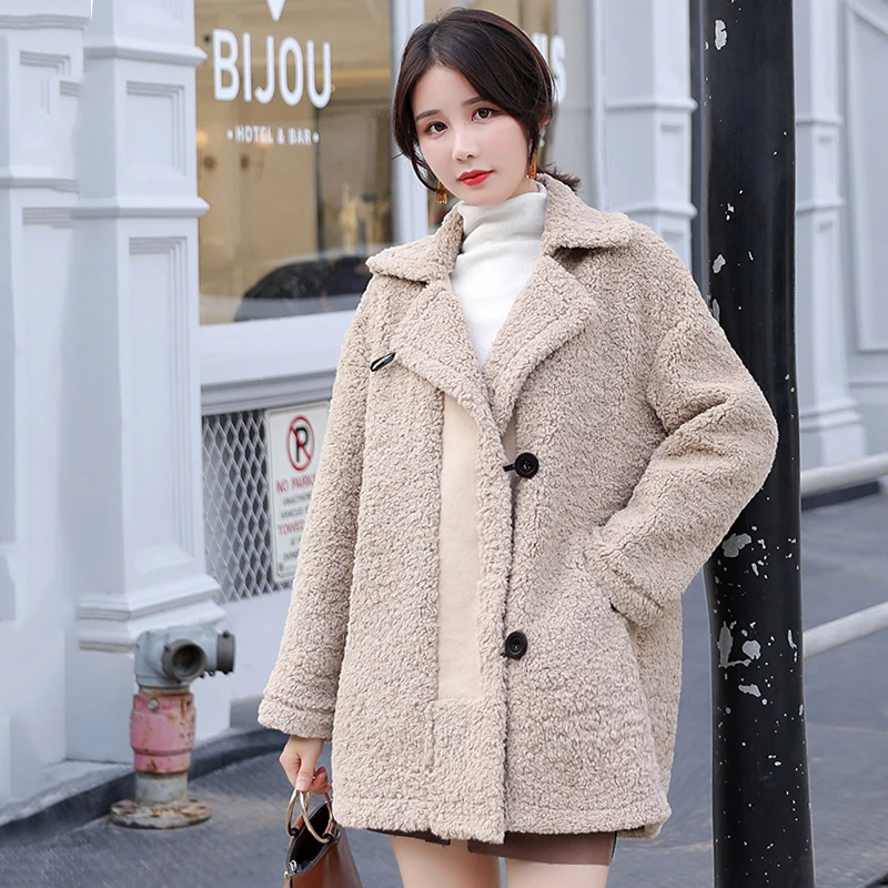 New Design Korean Style Women Jacket Winter 2019 Lambswool Female Outwear Coat Casual Loose Parka | Женская одежда